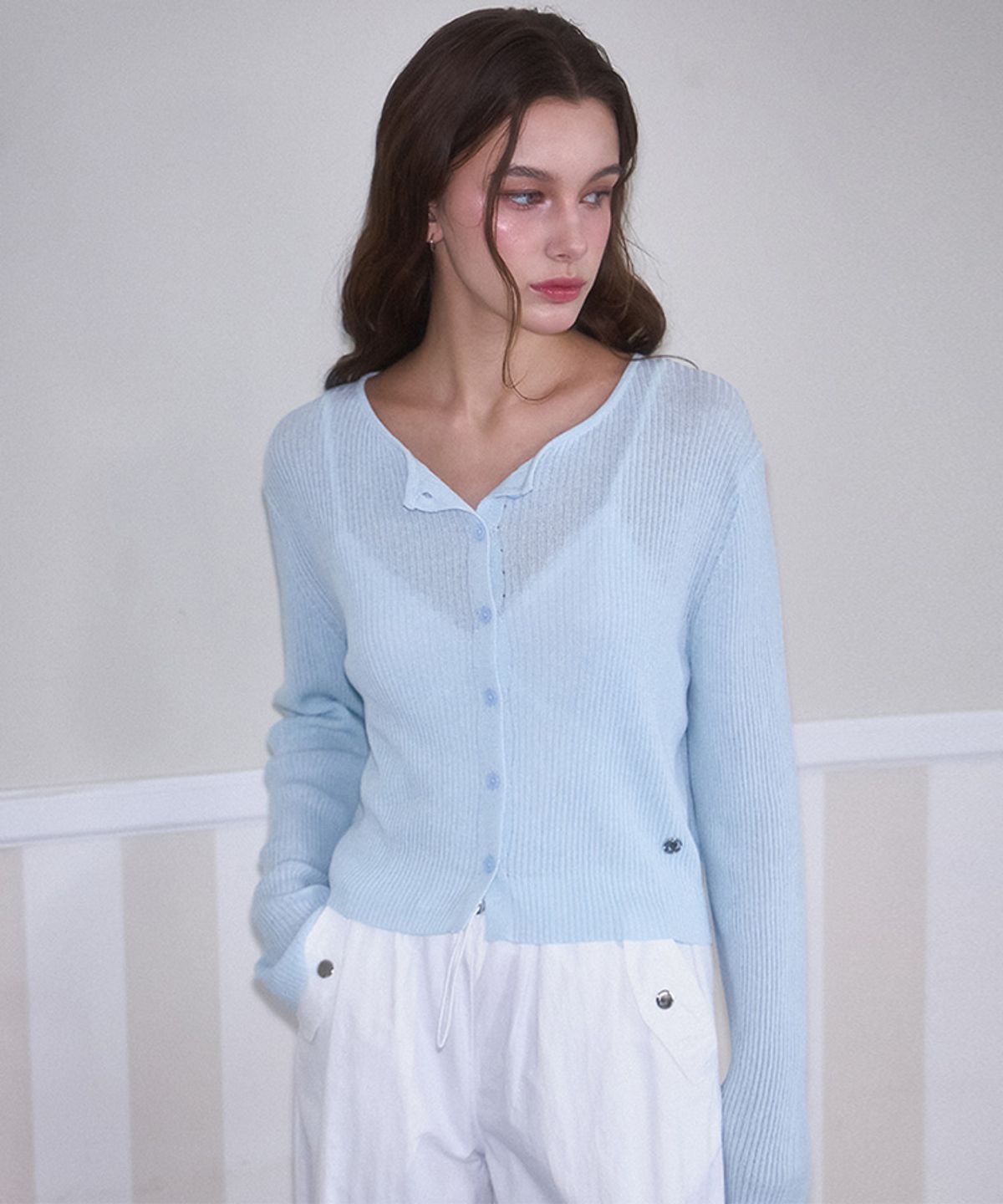 로제프란츠(ROSEFRANTZ) Linen Knit Cardigan [Sky Blue]