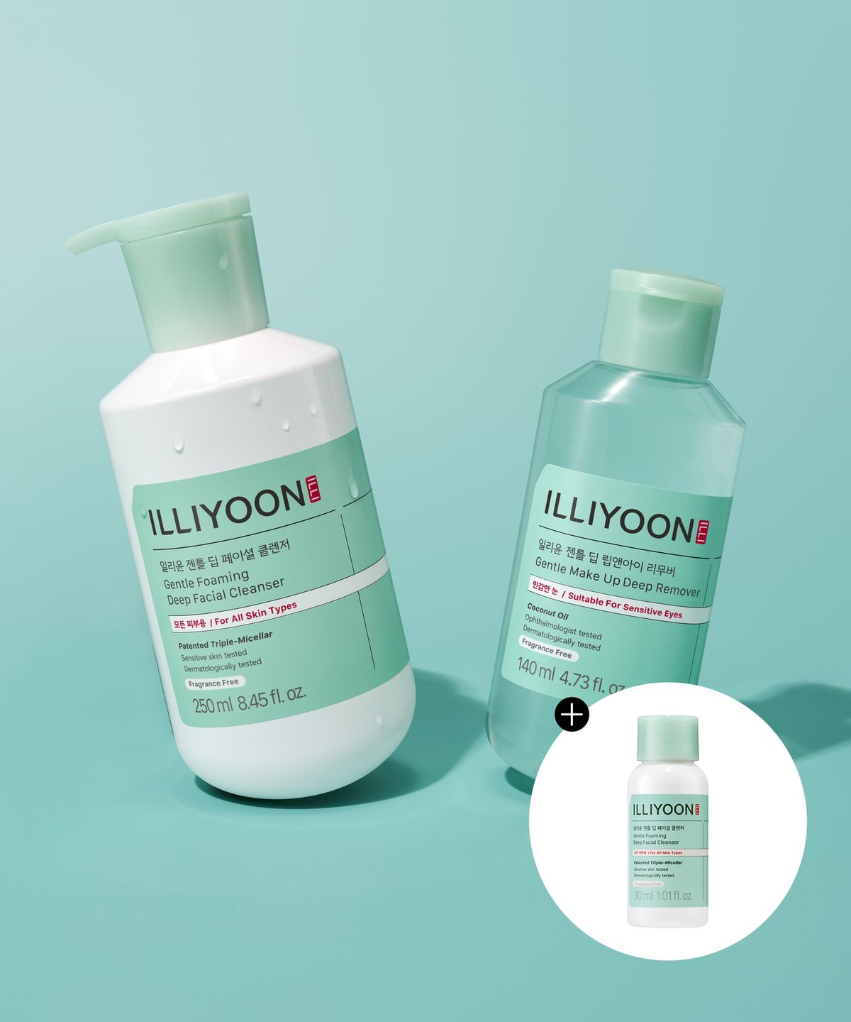 일리윤(ILLIYOON) 젠틀 딥 페이셜 클렌저 250ml+립앤아이리무버 140ml+클렌저 30ml 증정