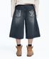 스타 8부 데님 버뮤다팬츠 - 블랙
