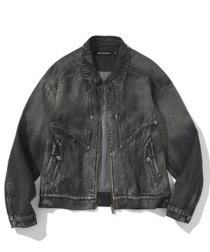 Western Curved Denim Jacket - Black