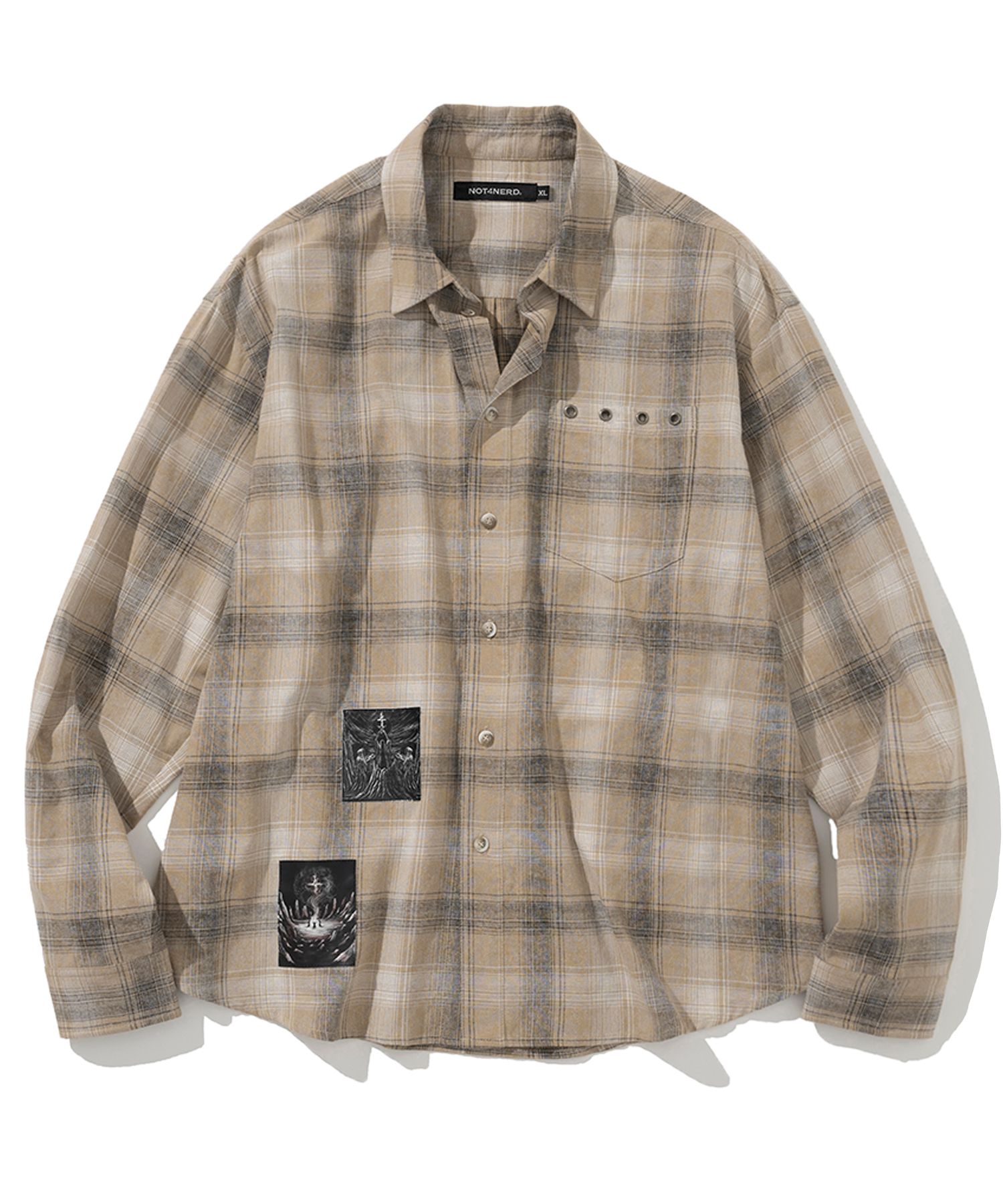 NOT4NERD ■ Temple Patch Checkered Shirt MUSINSA | NOT4NERD Temple Patch Checkered Shirt - Navy
