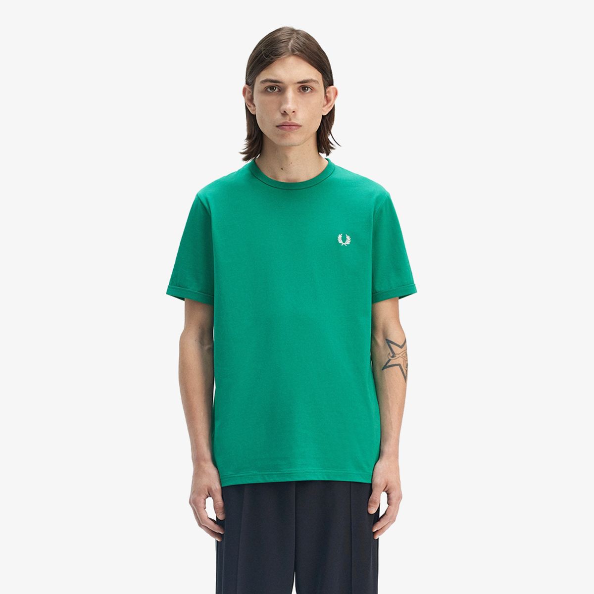 프레드페리(FRED PERRY) [Sport] 링어 티셔츠 - 라벨 그린 AFPM2513519-X87