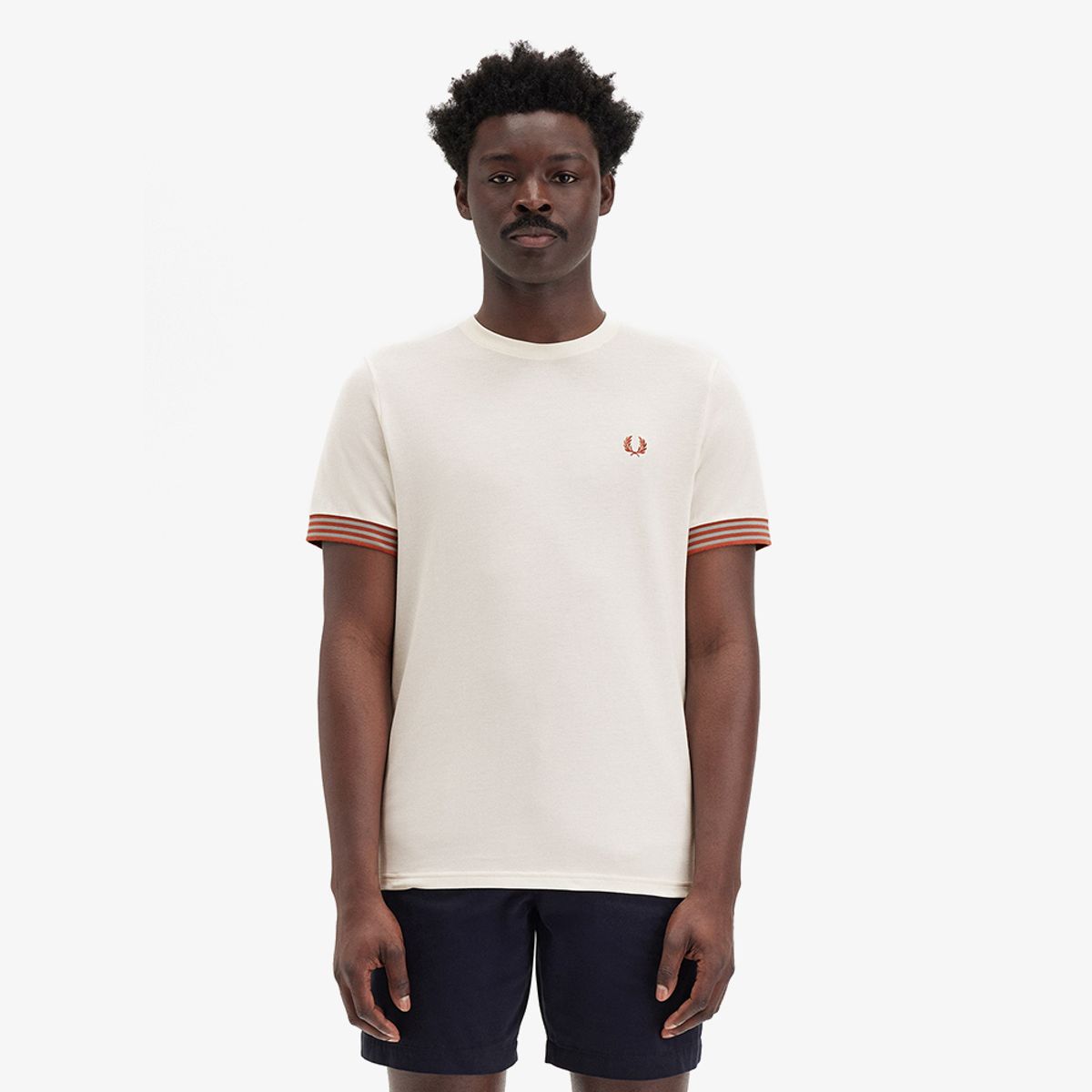 프레드페리(FRED PERRY) [Sharp] 스트라이프 커프 티셔츠 - 라이트 에크루 AFPM2517707-760