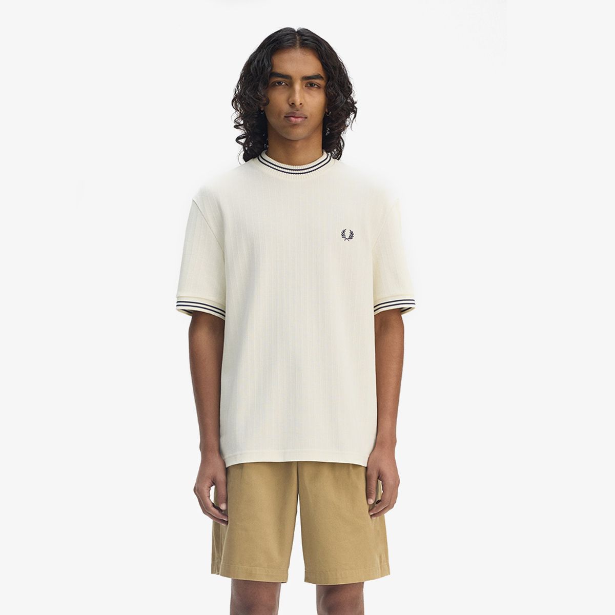 프레드페리(FRED PERRY) [Sharp] 립 저지 티셔츠 - 에크루 AFPM2518679-S64