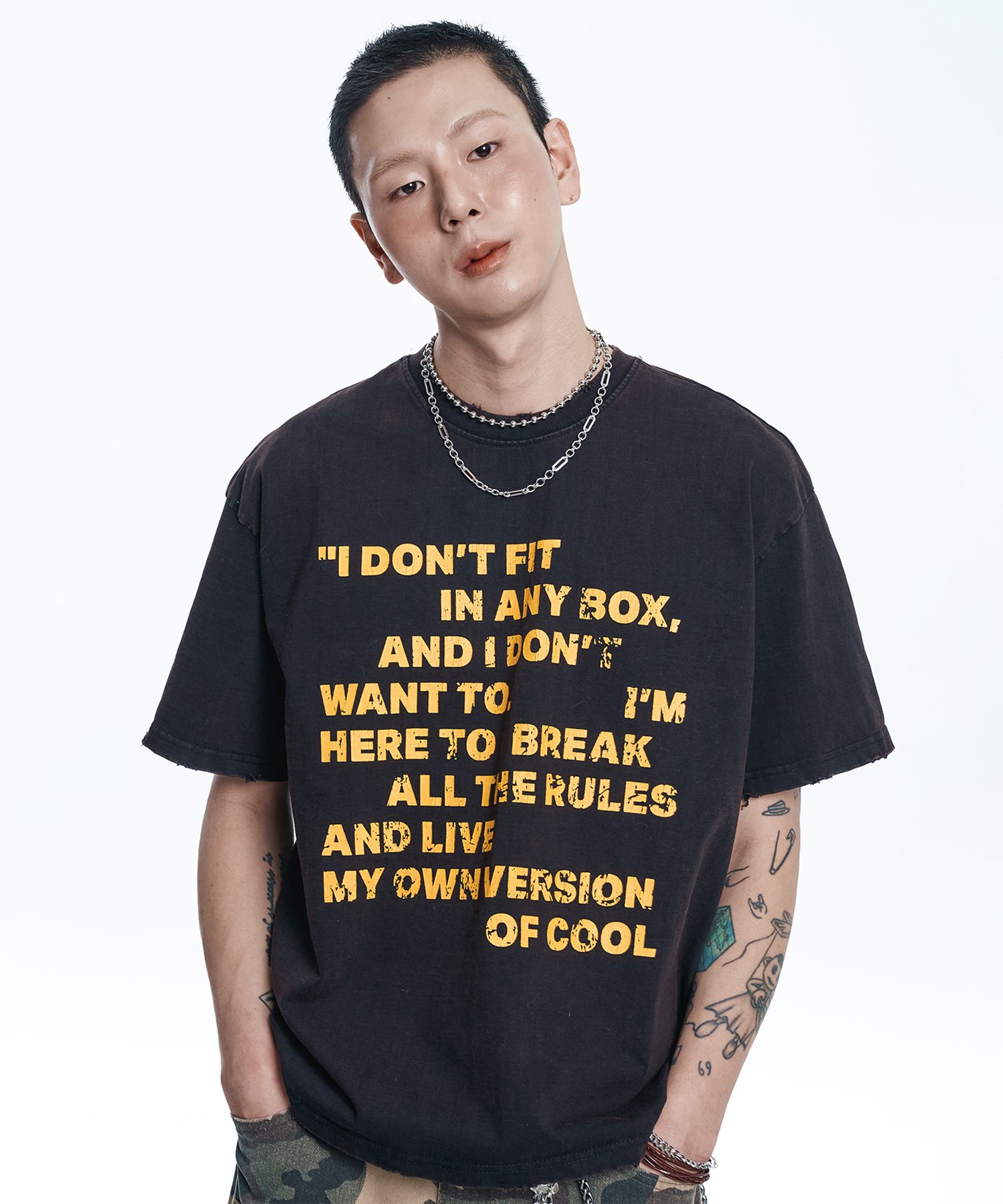 Tシャツ・カットソー [EASY NO EASY] WASHED CROP LETTERING TEE MUSINSA | EASY NO EASY Washed Crop Lettering Short Sleeve