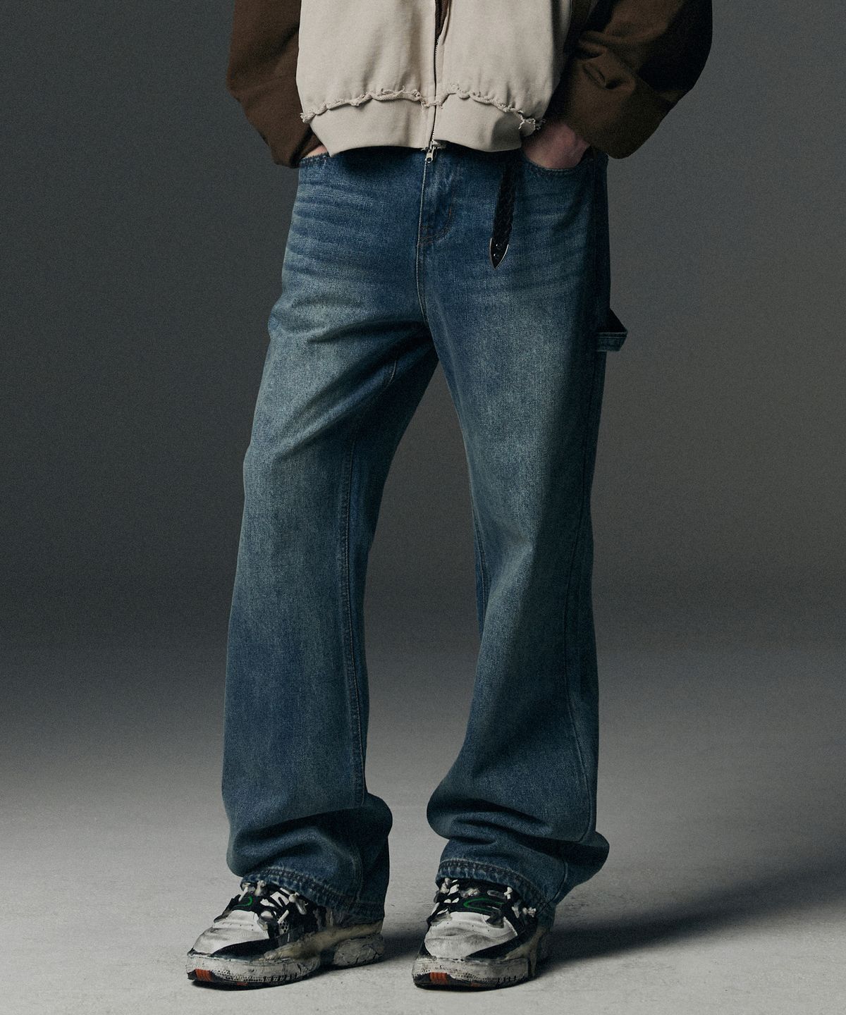 낫포너드(NOT4NERD) Carpenter Flare Fit Denim Pants - Deep Blue