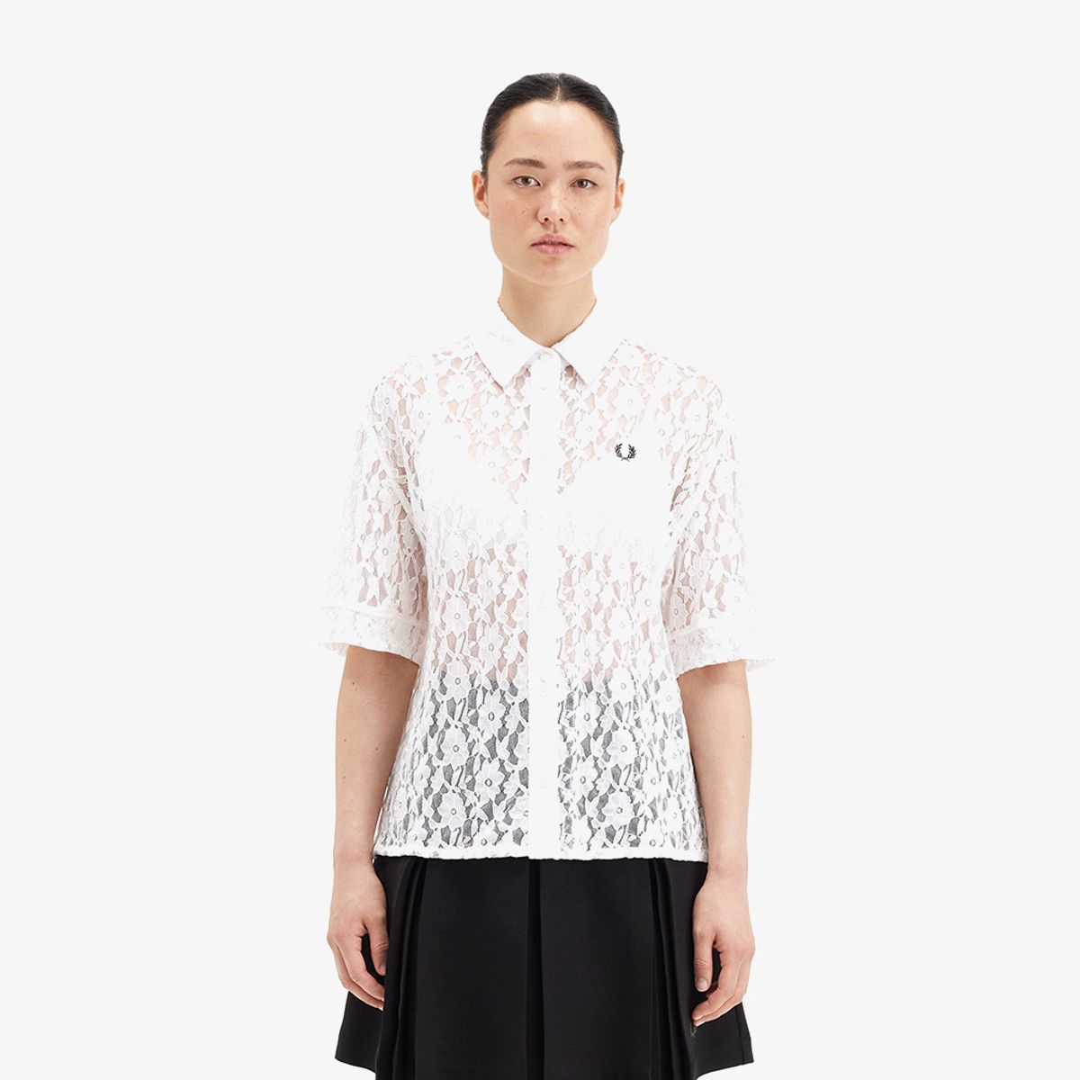 프레드페리(FRED PERRY) [Womens] 씨스루 레이스 셔츠 - 스노우 화이트 AFPF2519170-129