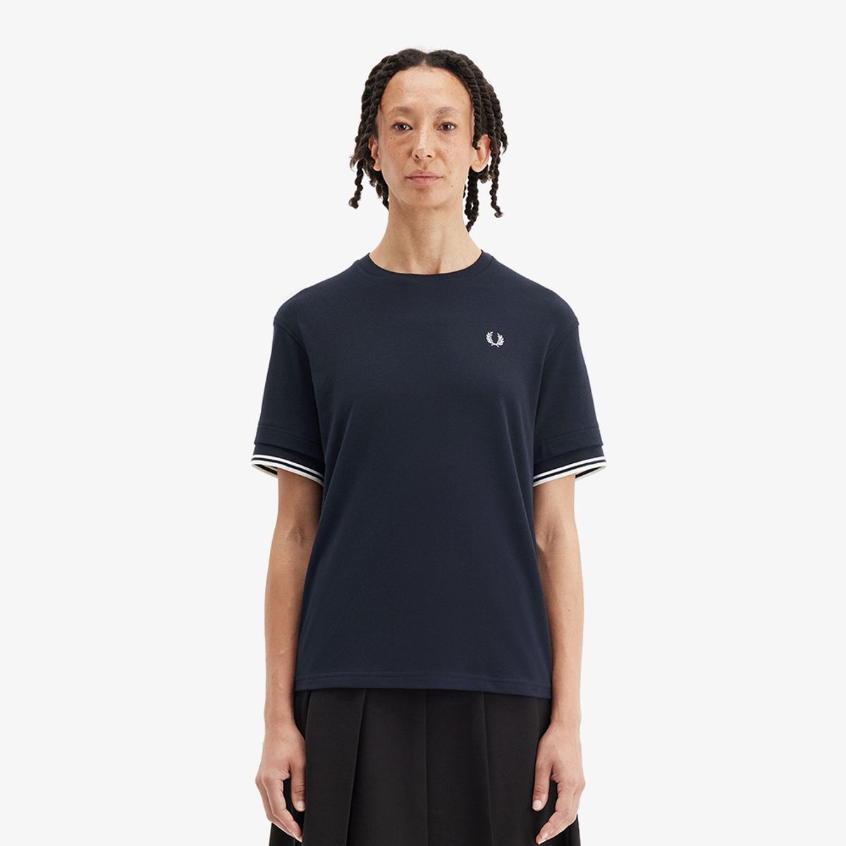 프레드페리(FRED PERRY) [Womens] 팁드 피케 티셔츠 - 네이비 AFPF2519167-608