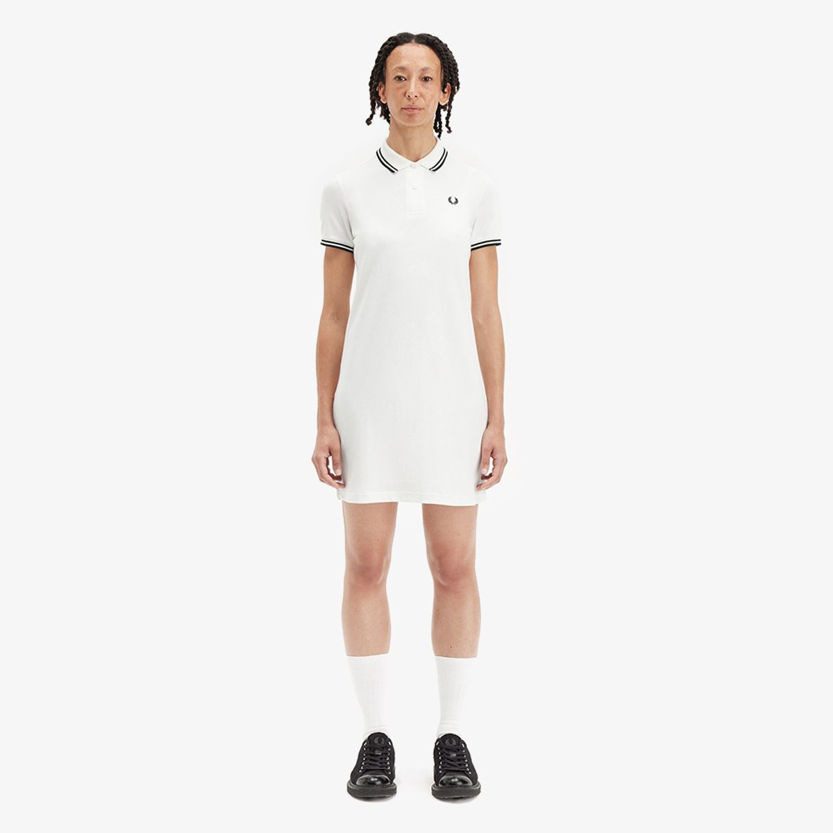 프레드페리(FRED PERRY) [Womens] 트윈 팁 프레드페리 드레스 - 스노우 화이트/코트 그린 AFPF251D600-Y73