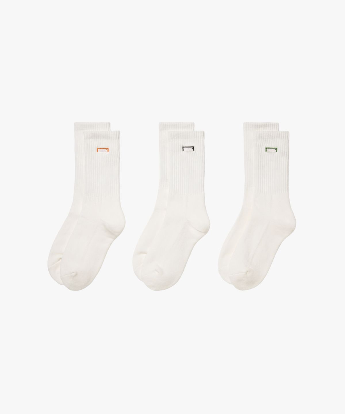 골스튜디오(GOALSTUDIO) BOX LOGO SOCKS 3 PACK-WHITE