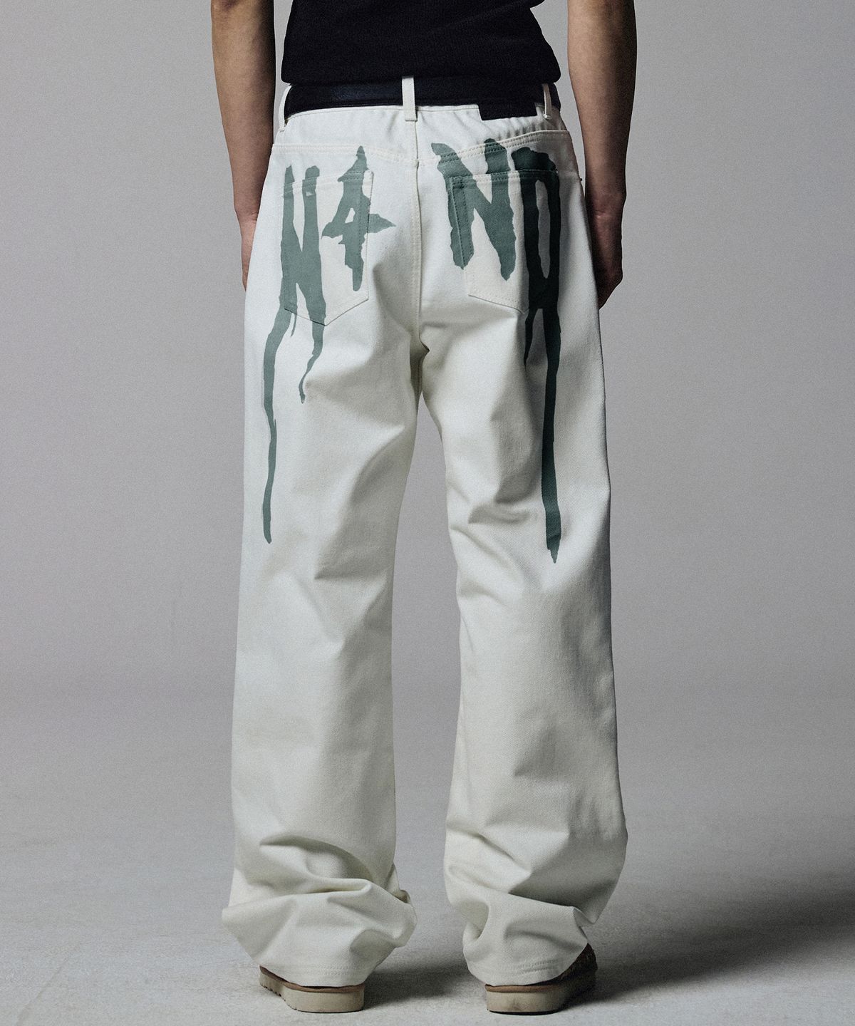 낫포너드(NOT4NERD) N4ND Drip Logo Denim Pants - White