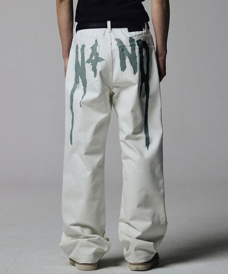 N4ND Drip Logo Denim Pants - White