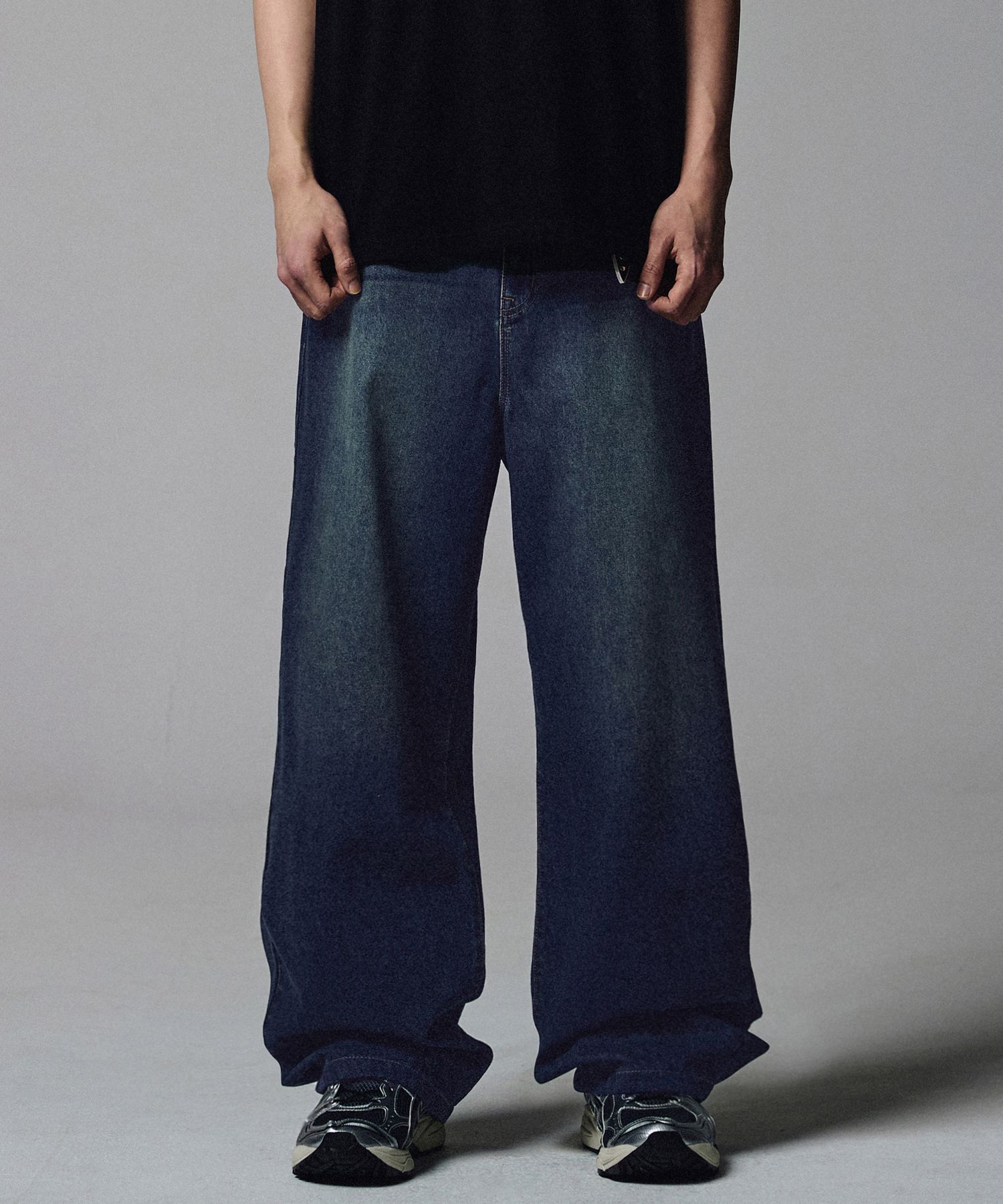 ☆NOT4NERD☆ Loose Wide Denim Pants Deep Blue PT050DB MUSINSA公式 | NOT4NERD [Summer Fabric] Linen Like Wide Fit