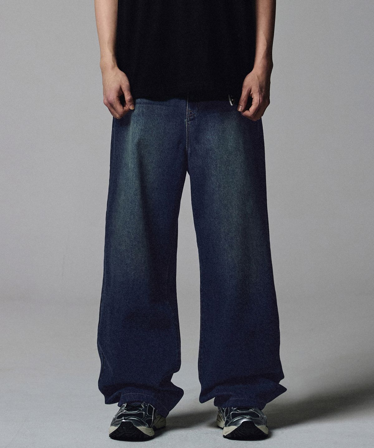 낫포너드(NOT4NERD) Linen Like Wide Fit Denim Pants - Deep Blue