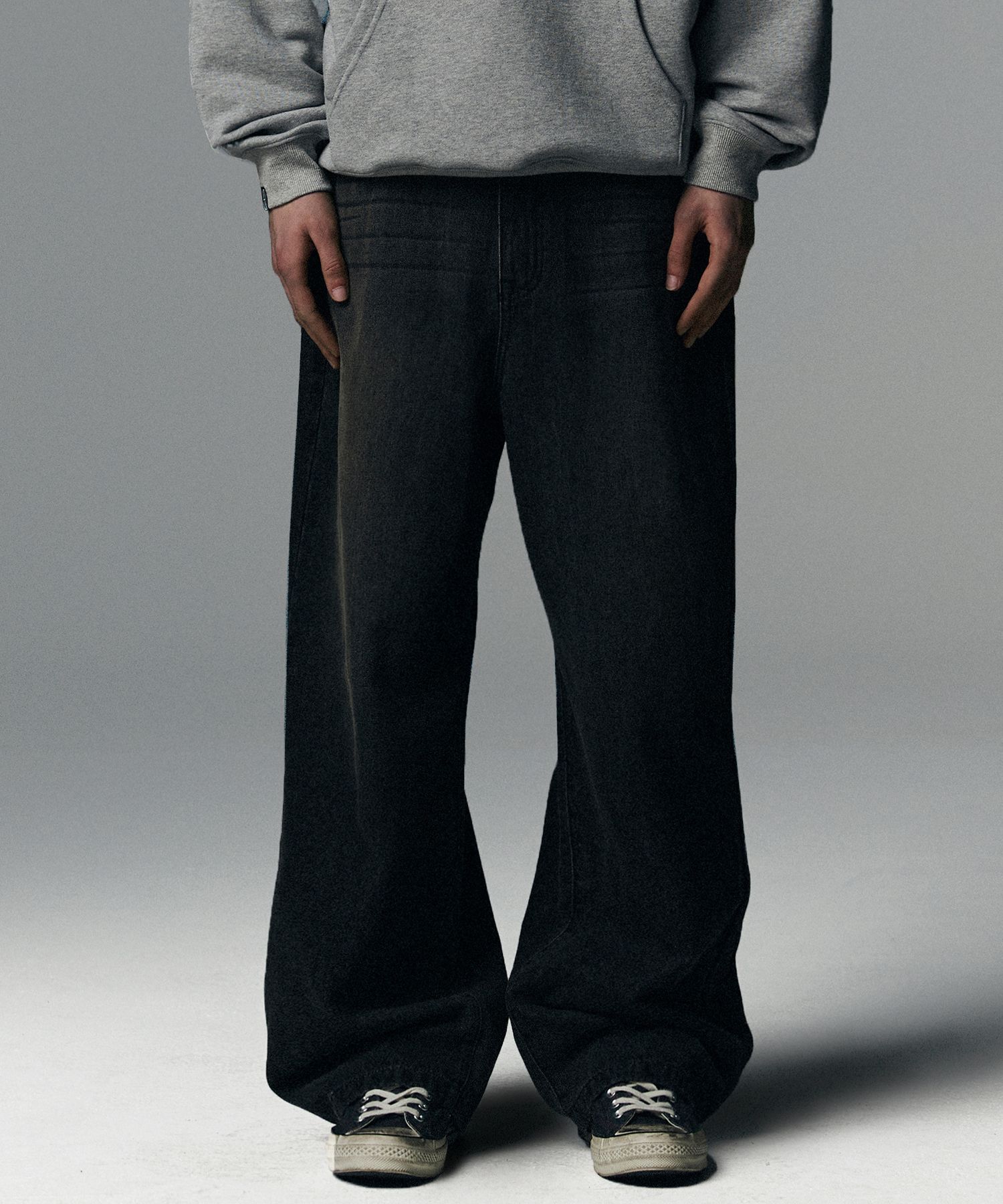 ☆NOT4NERD☆ Loose Wide Denim Pants Black PT050BK MUSINSA | NOT4NERD [Summer Fabric] Linen Like Wide Fit Denim