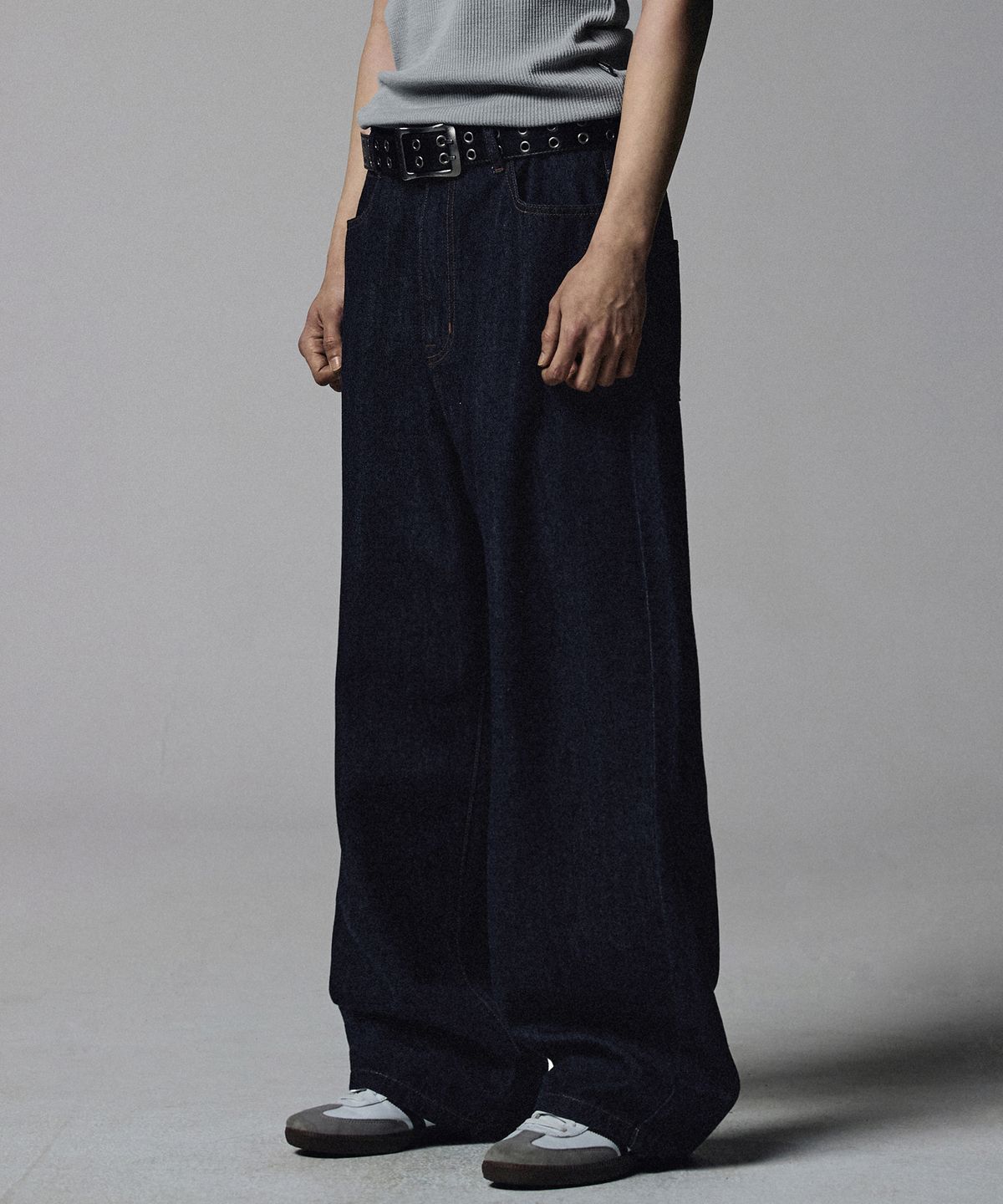 낫포너드(NOT4NERD) Linen Like Wide Fit Denim Pants - Deep Indigo