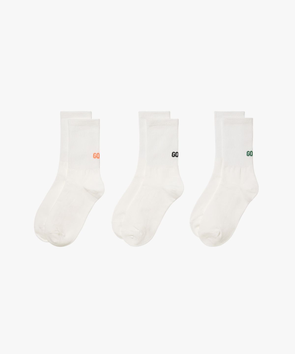 골스튜디오(GOALSTUDIO) LETTERING SOCKS 3 PACK-WHITE