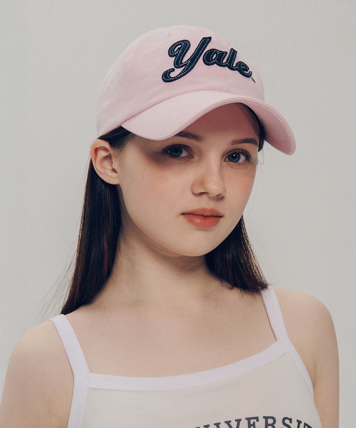 예일(YALE) 펠트 아플리케 볼캡_핑크