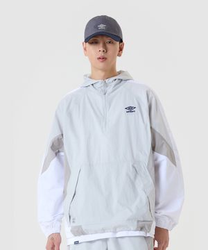 팝러쉬 컬러블럭 후드 아노락 라이트 그레이(UQ123CWT31)