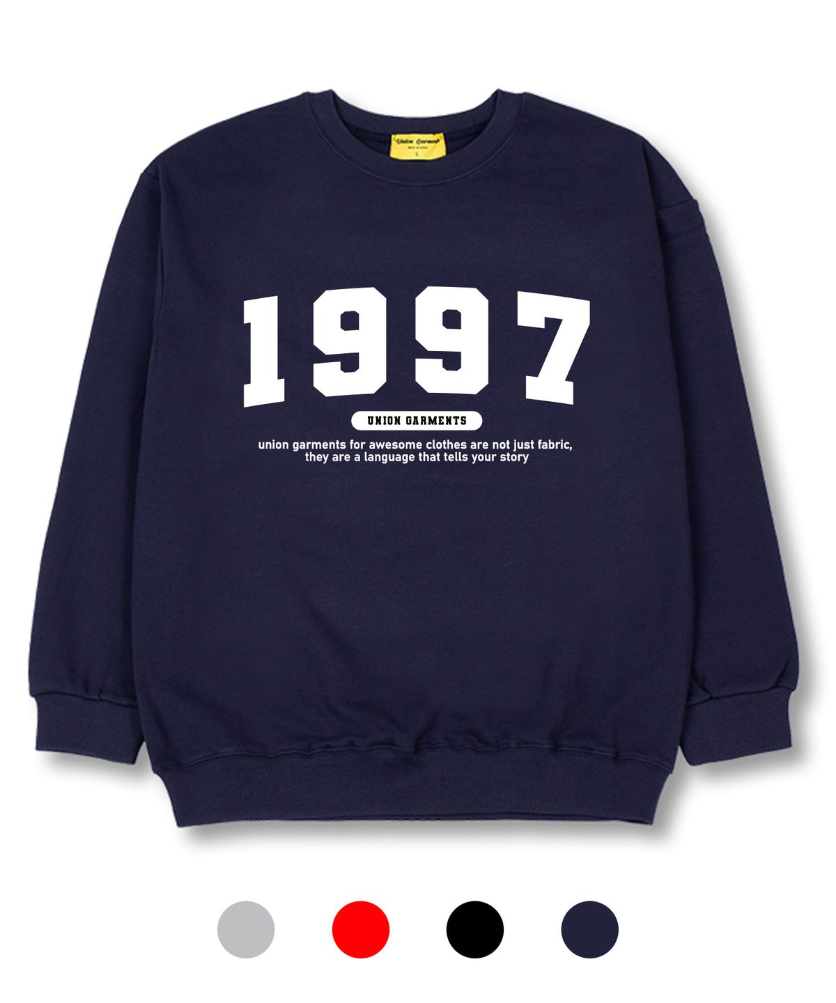 유니온가먼츠(UNION GARMENTS) 1997넘버로고 쭈리 오버핏 맨투맨 티셔츠