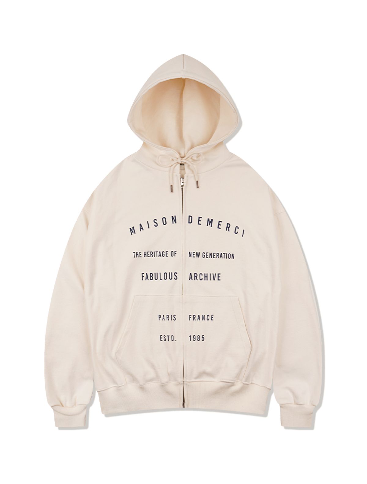 라 메종 스튜디오(LA MAISON STUDIO) UNISEX 빈티지 로고 후드 집업 크림(FCF1ZP324M)