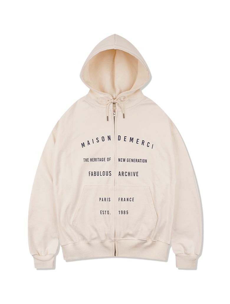 UNISEX 빈티지 로고 후드 집업 크림(FCF1ZP324M)