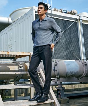 울 블랜디드 본딩팬츠_차콜그레이