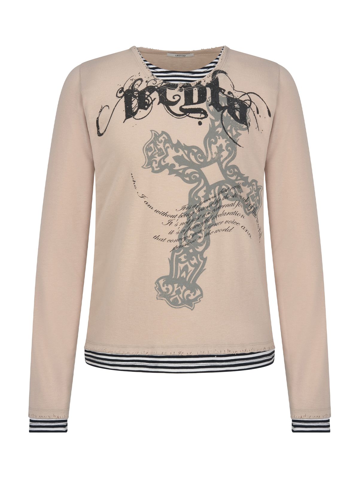 레씨토(LECYTO) Xenon Cross Stripe T-Shirt_[Beige]