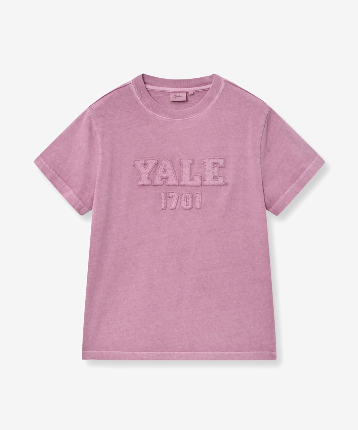 예일(YALE) 우먼즈 피그먼트 아플리케 티셔츠_핑크