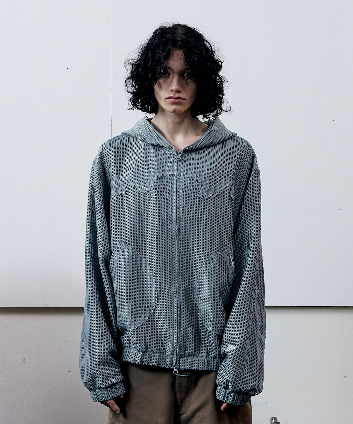 더바이닐하우스(THEVINYLHOUSE) MESH GRID JACKET BLUE