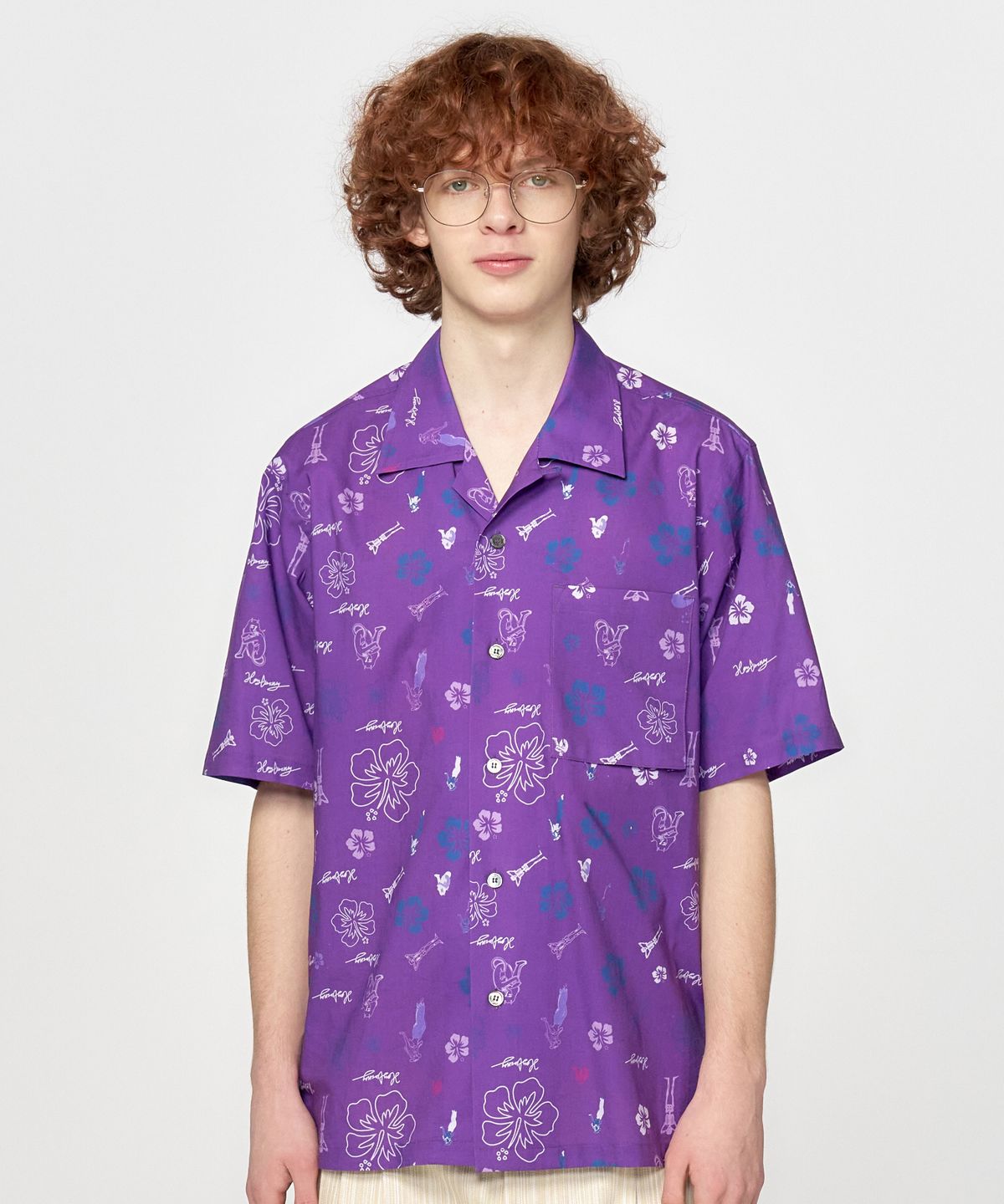 홍우성(HONGWOOSUNG) Hawaiian Print Opencollar Shirt_Purple
