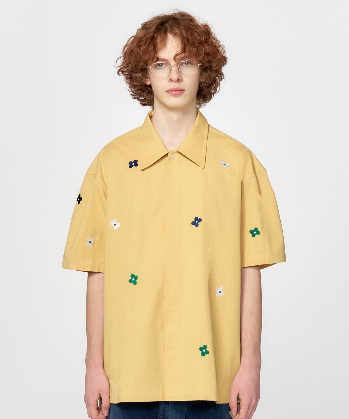 홍우성(HONGWOOSUNG) Embroidery Flower Shirt_Yellow
