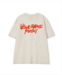 그래피티 로고 반팔 티셔츠 크림 레드