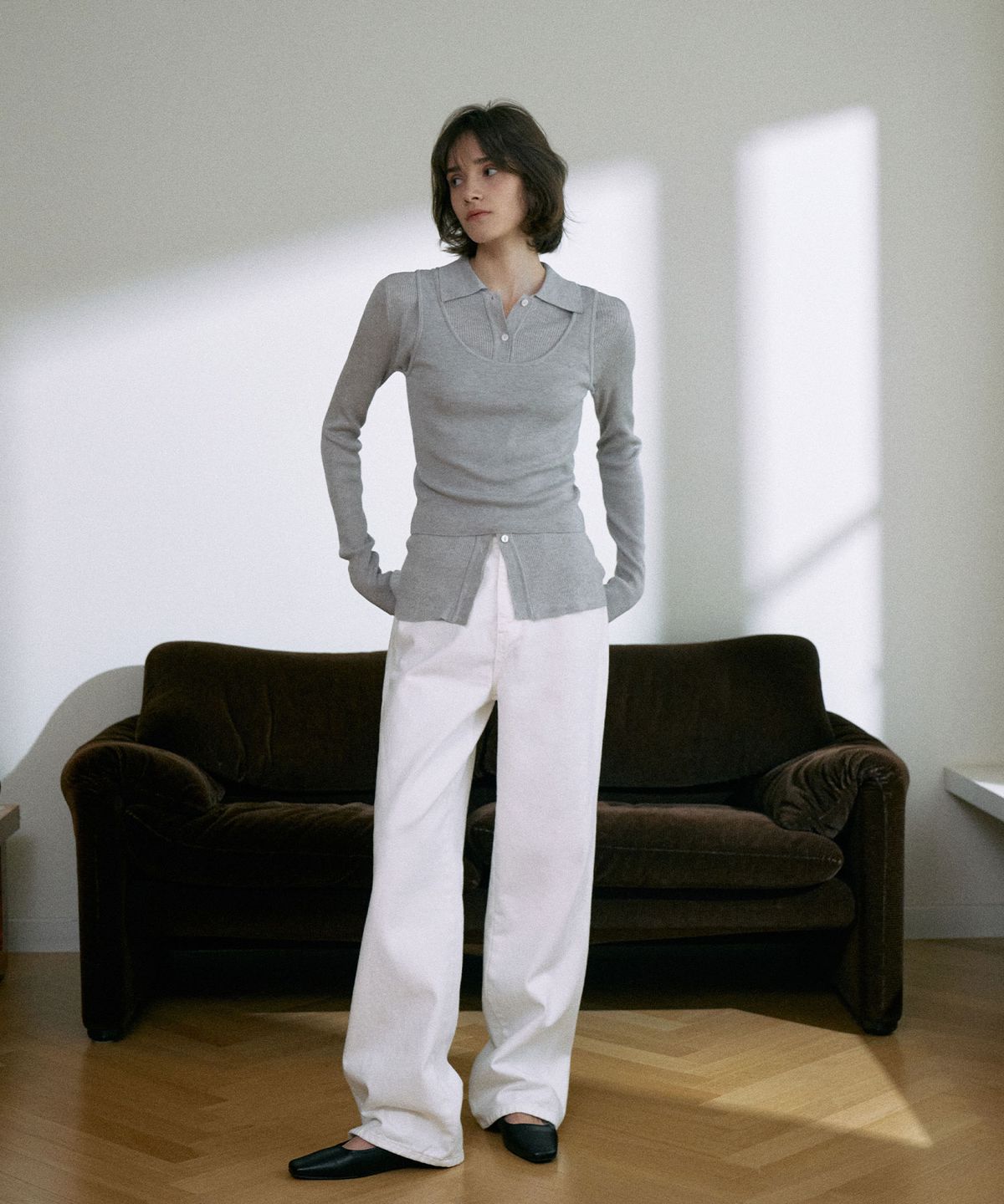 라메레이(LAMEREI) [기장선택]Classic Straight Denim[LMBESPDN3123]-Off White