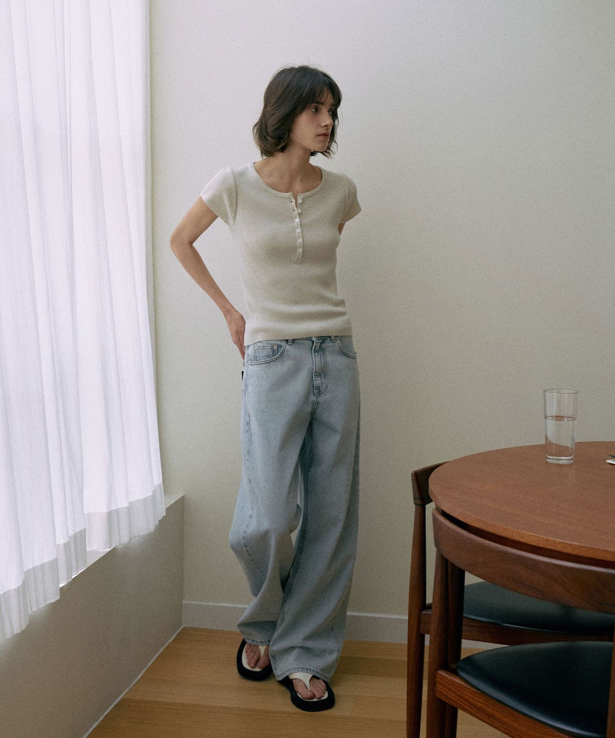 라메레이(LAMEREI) Wide Long Denim[LMBESPDN4114]-Light Blue