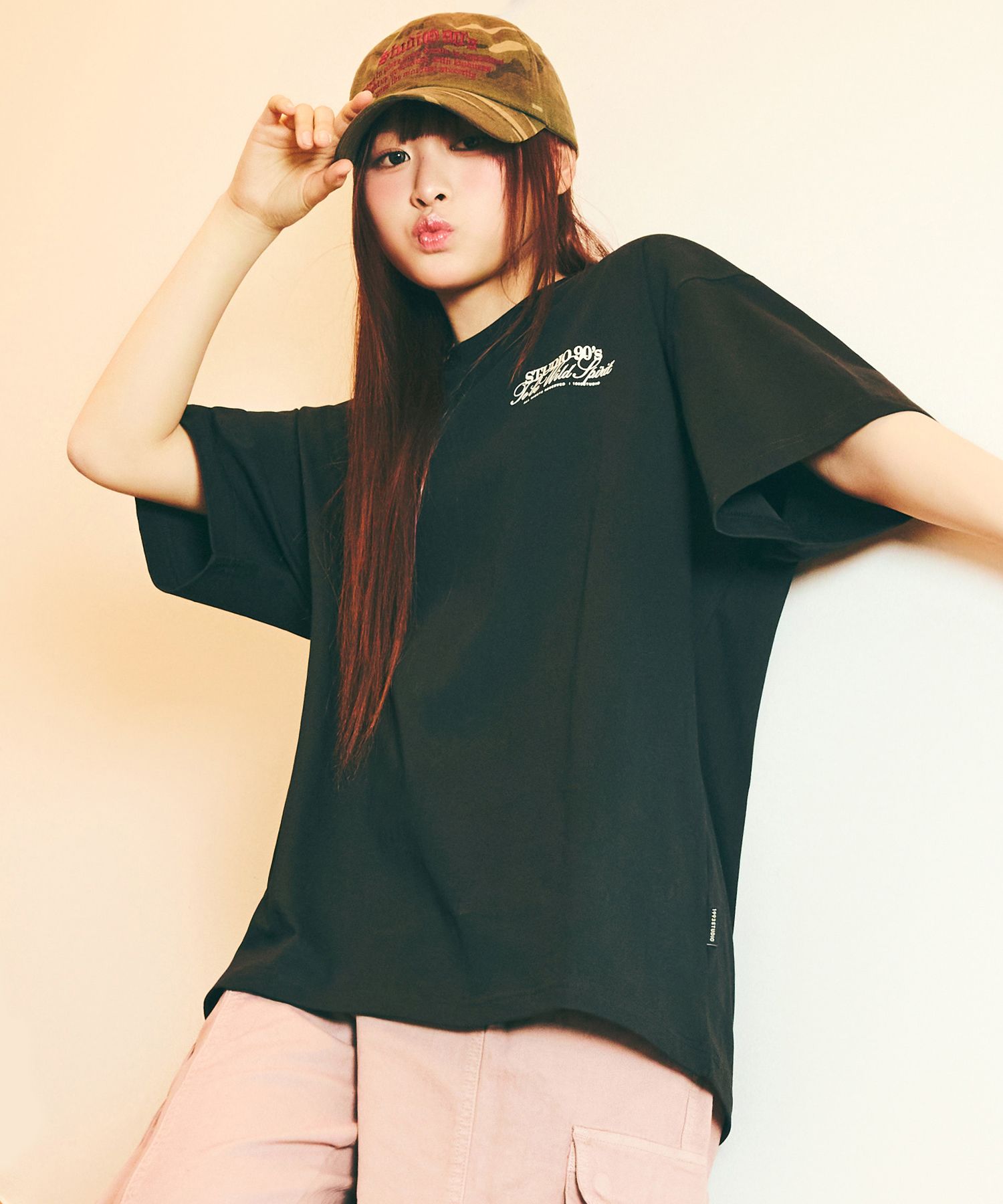 MUSINSA | 1993STUDIO Vintage Lettering T-Shirt_Black