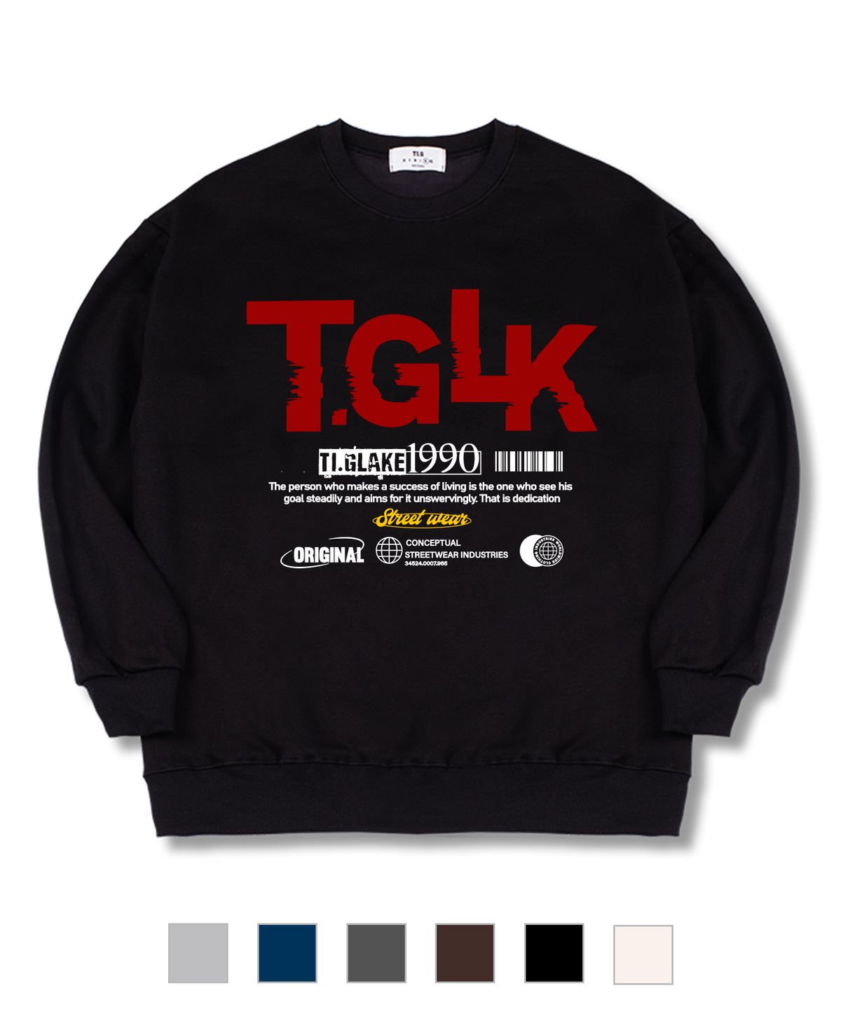 티글레이크(TI.GLAKE) TGLK1990오리지널 오버핏 쭈리 맨투맨 티셔츠