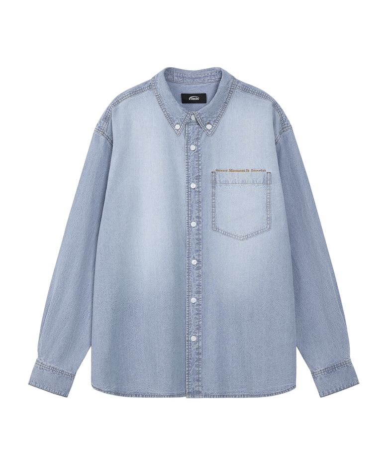 CHAMBRAY DENIM SHIRT-LIGHT BLUE