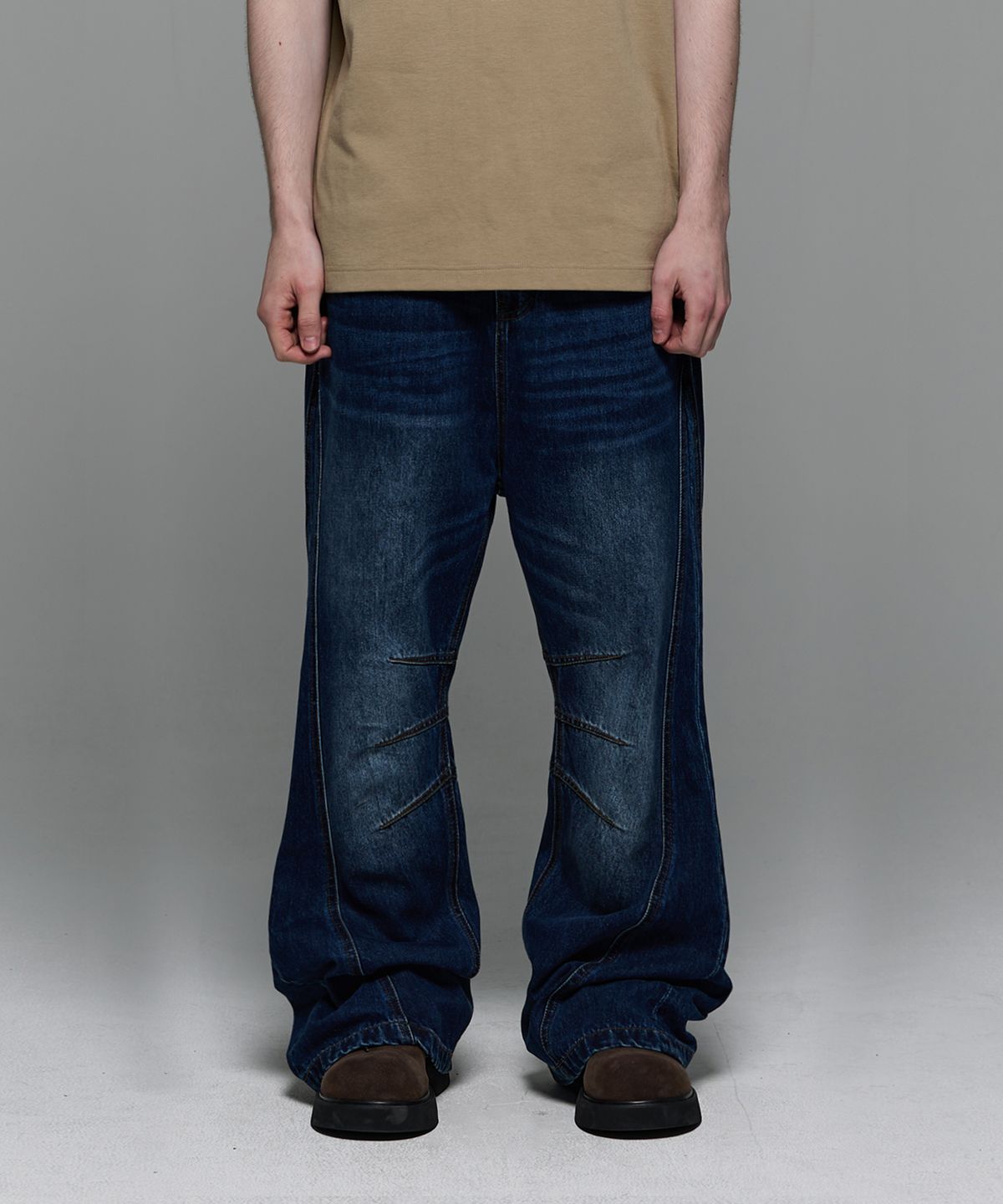 헤더헬렌(HEDER HELEN) Cat mustache dart bootcut denim PT indigo