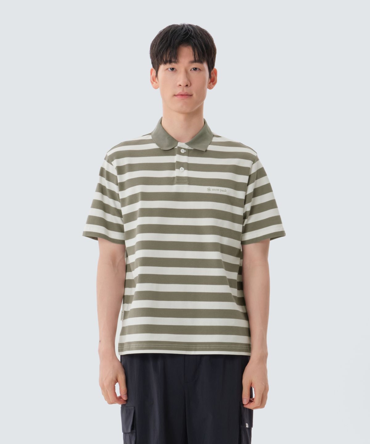 스노우피크 어패럴(SNOWPEAK APPAREL) 코튼 스트라이프 폴로 티셔츠 (S25MMFPS49) Vintage Khaki