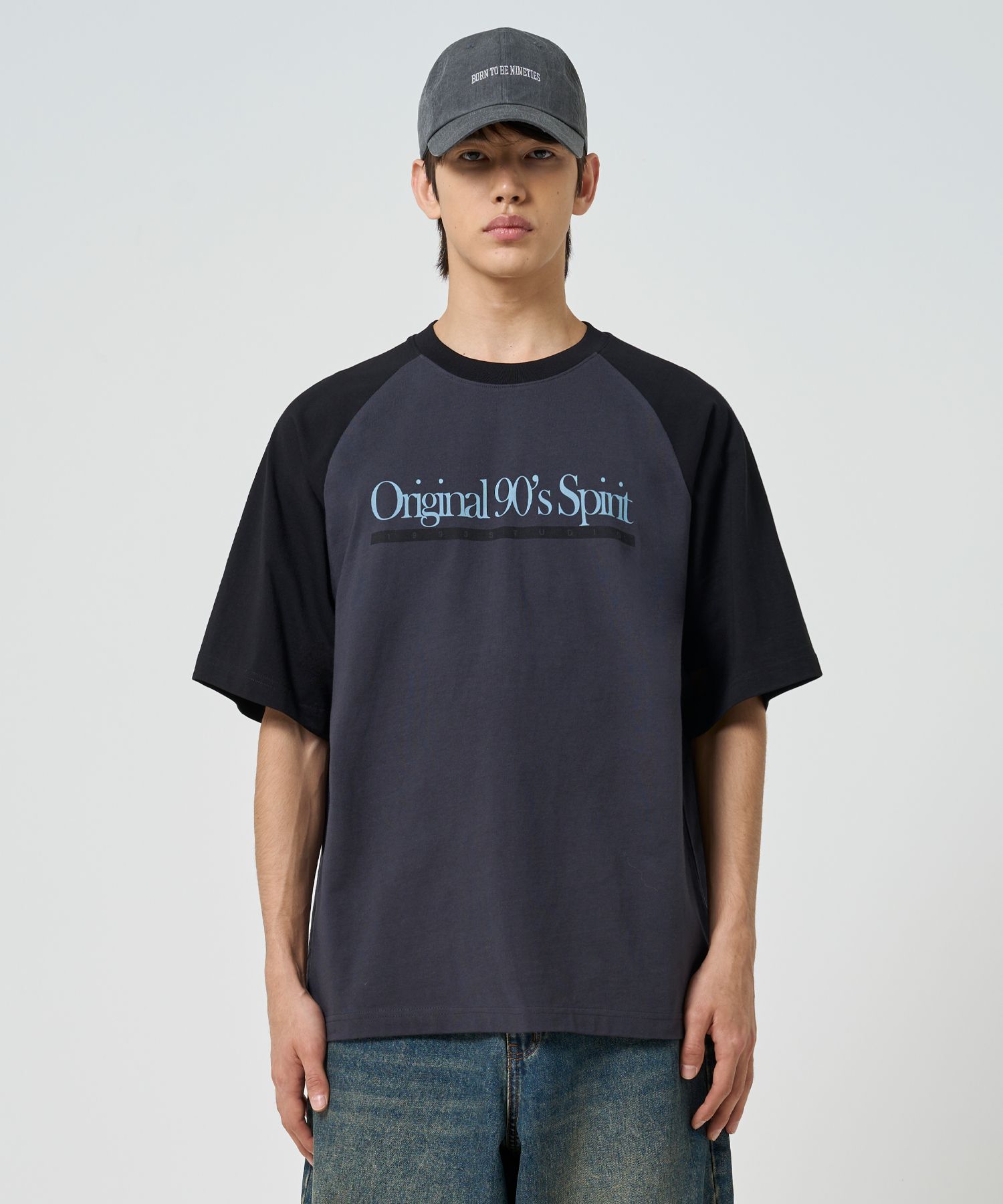 Tシャツ・カットソー 1993studio Original Raglan Color Block T-Shirt_Light Grey MUSINSA公式 | 1993STUDIO Original Raglan Color Block T