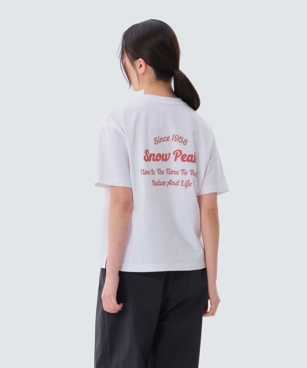 스노우피크 어패럴(SNOWPEAK APPAREL) 에어로쿨 여성 컬러 세미크롭 반팔 티셔츠 (S25MWFTS77) White