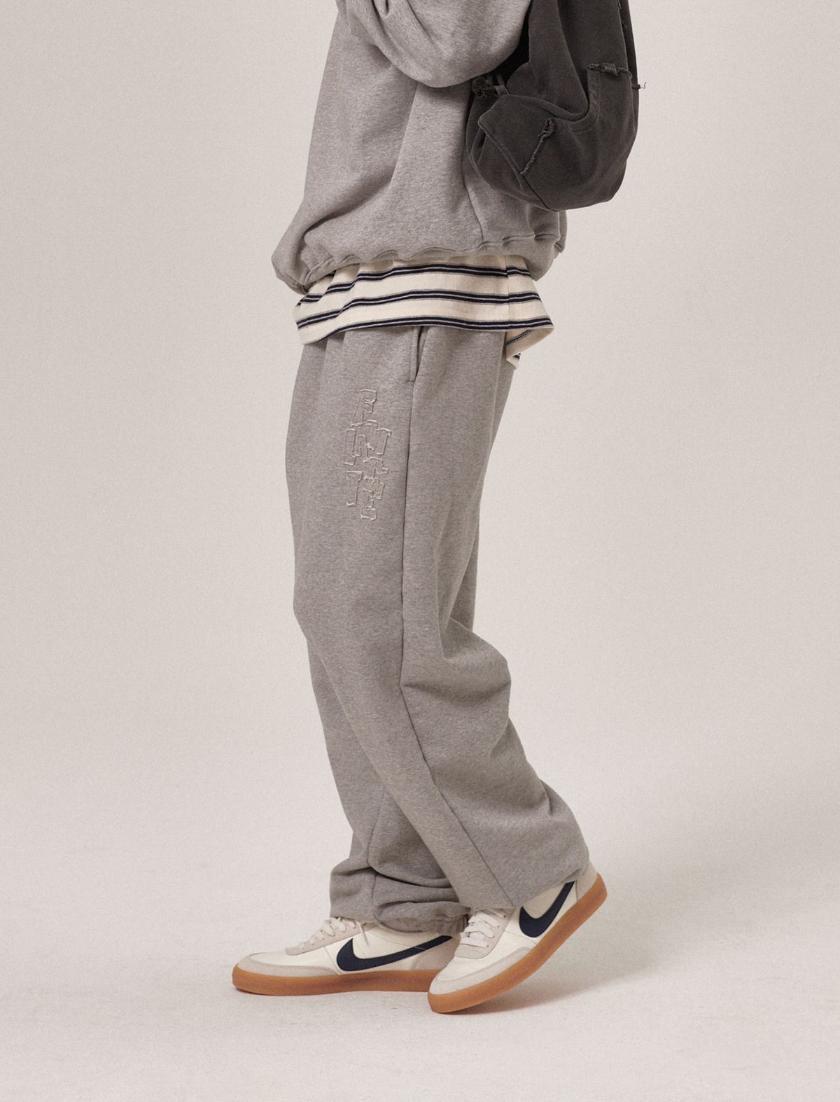플랫웨이브 인 서울(FLATWAVE IN SEOUL) Soulu Patchwork Sweatpants Grey Melange