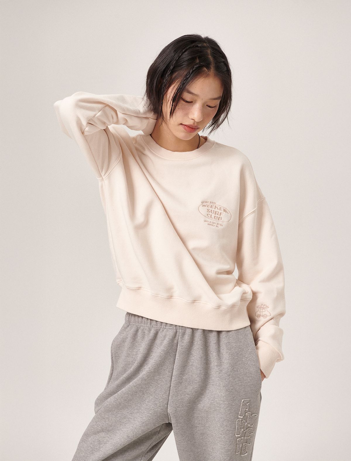 플랫웨이브 인 서울(FLATWAVE IN SEOUL) Sunnset Womens Sweatshirt Cream