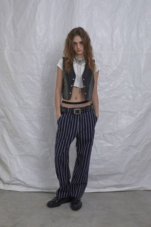 STRIPED TURN UP PANTS