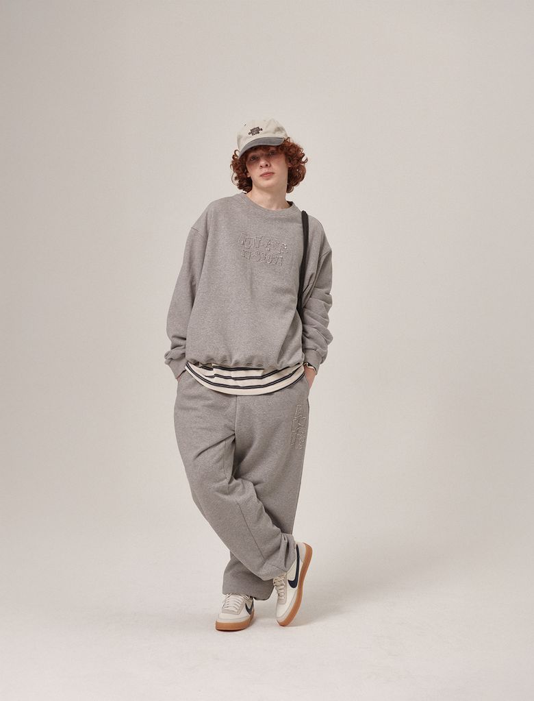 Soulu Patchwork Sweatshirt/pants Set Grey Melange