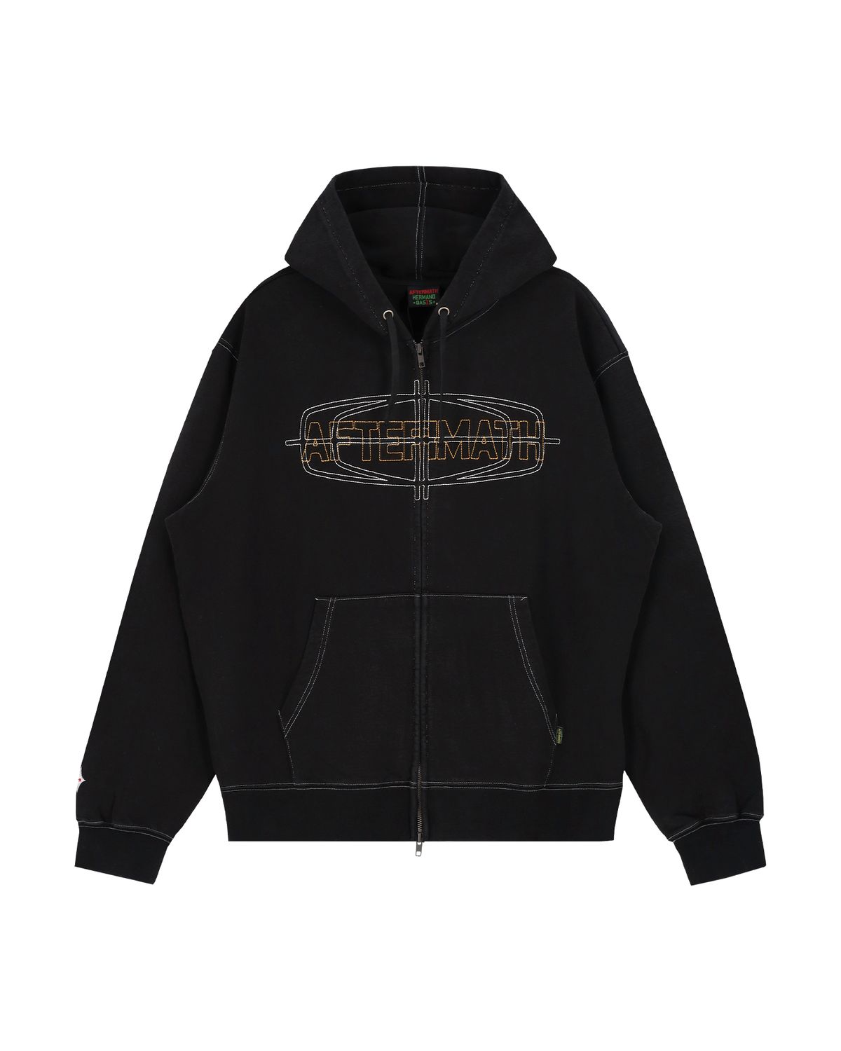애프터매스(AFTERMATH) CONTRAST STITCH ZIP UP HOODIE (BLACK)