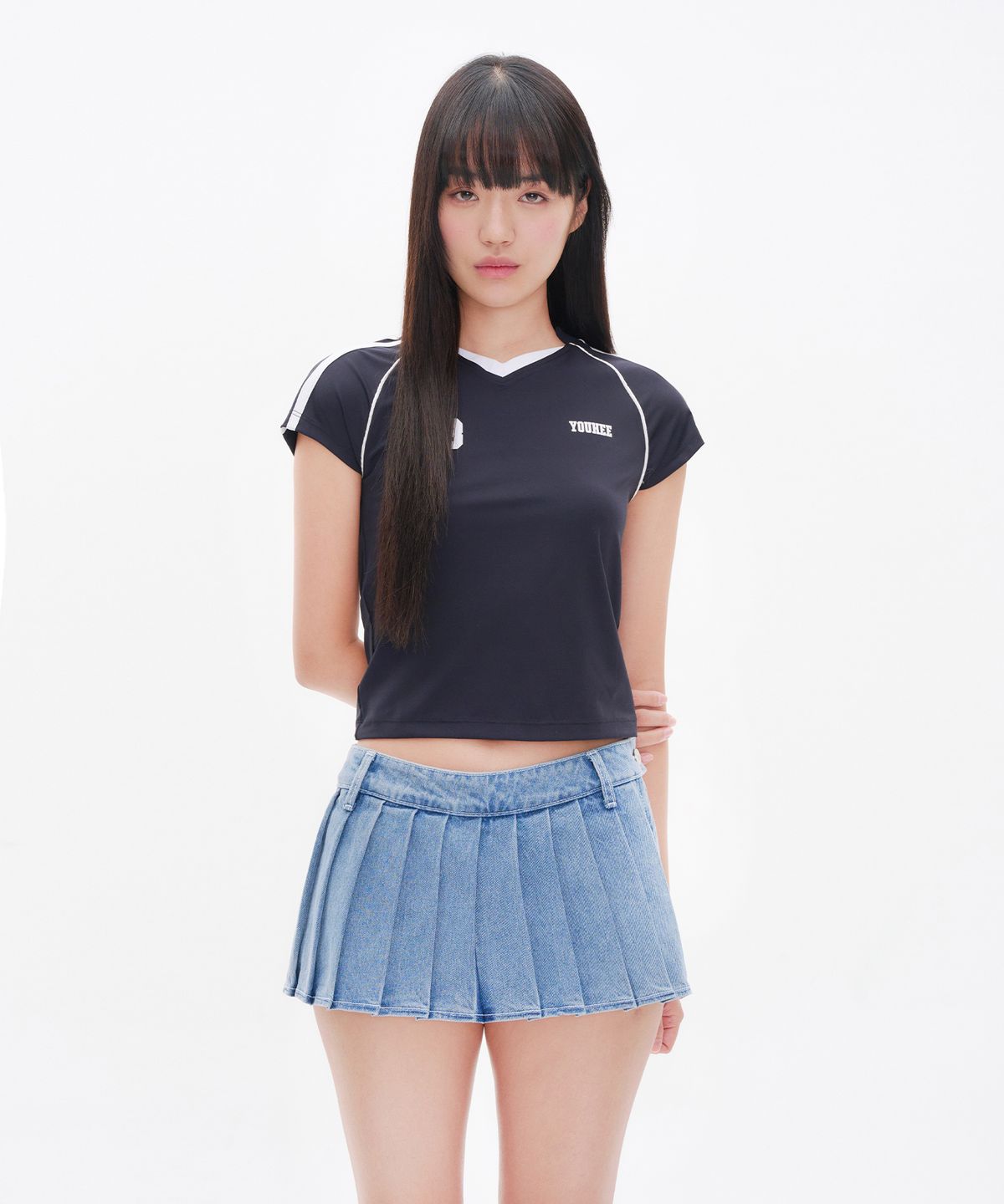 유희(YOUHEE) YOUHEE FOOTBALL JERSEY T-SHIRT BLACK
