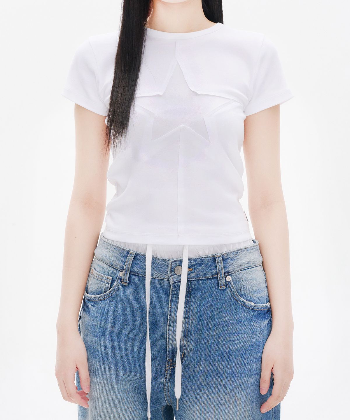 유희(YOUHEE) STAR SEAM OUT T-SHIRTS WHITE