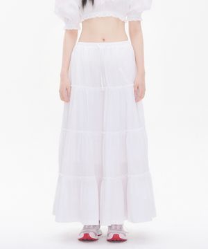 FRILL DETAILED MAXI SKIRT WHITE